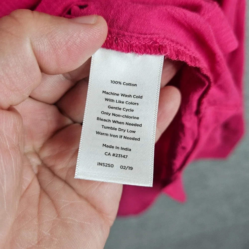 Talbots Plus Petite Women's 2XP Hot Pink Button Front Shirt Long Sleeve